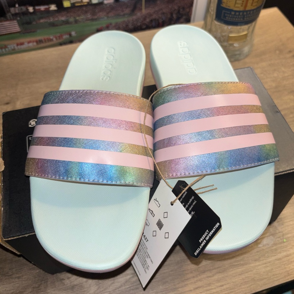 Adidas Multicolor Striped Slides
